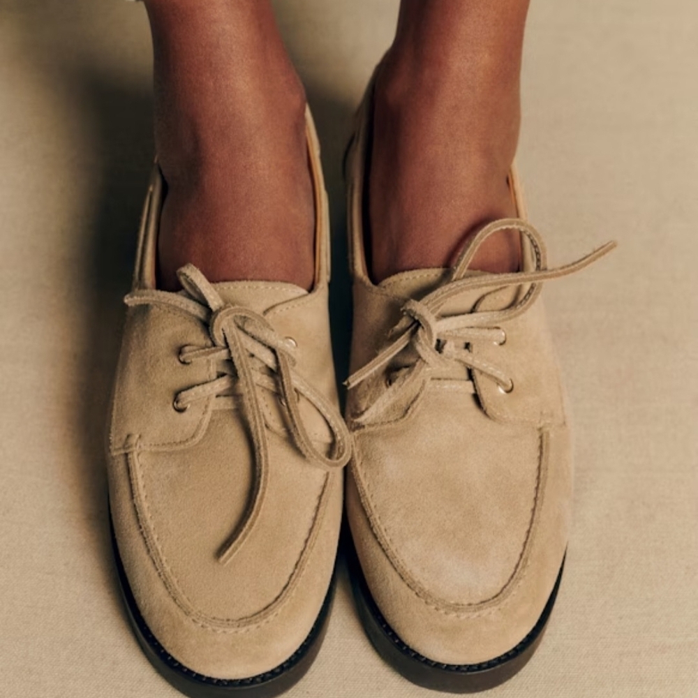 Sezane Women's Tan Suede Moccasins - Picture 4 of 6
